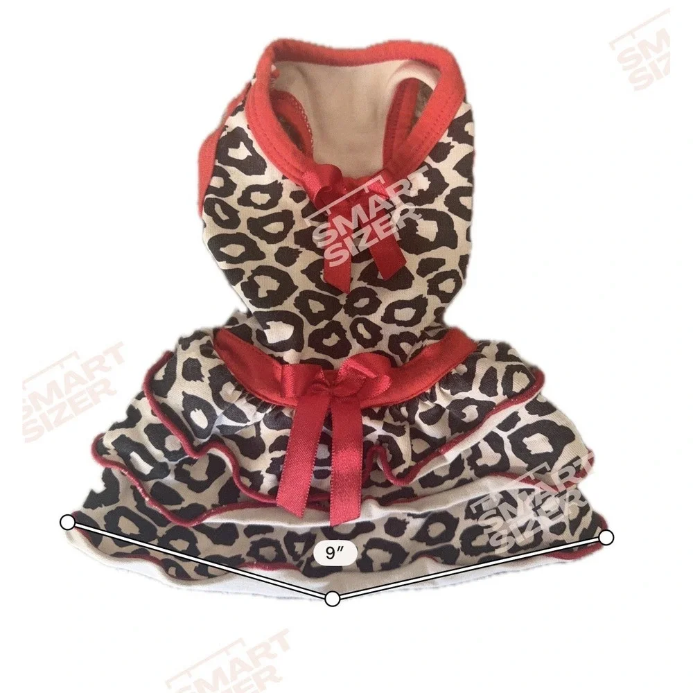 Leopard Print Dog Dress XXS XS Small Puppy Yorkie Pet Outfit Red Ruffle Bow Cute
